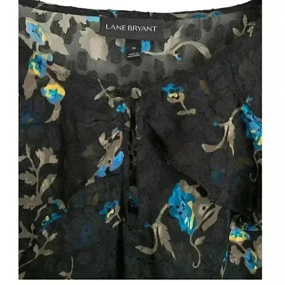 ❄️3/$15❄️ Lane Bryant Size 18 Top - Floral Black Sheer - Lightweight Plus - Picture 6 of 8